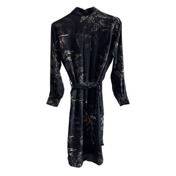Ooshi Abstract Print Silk Button Down Shirt Dress Black size small - Picture 12 of 16